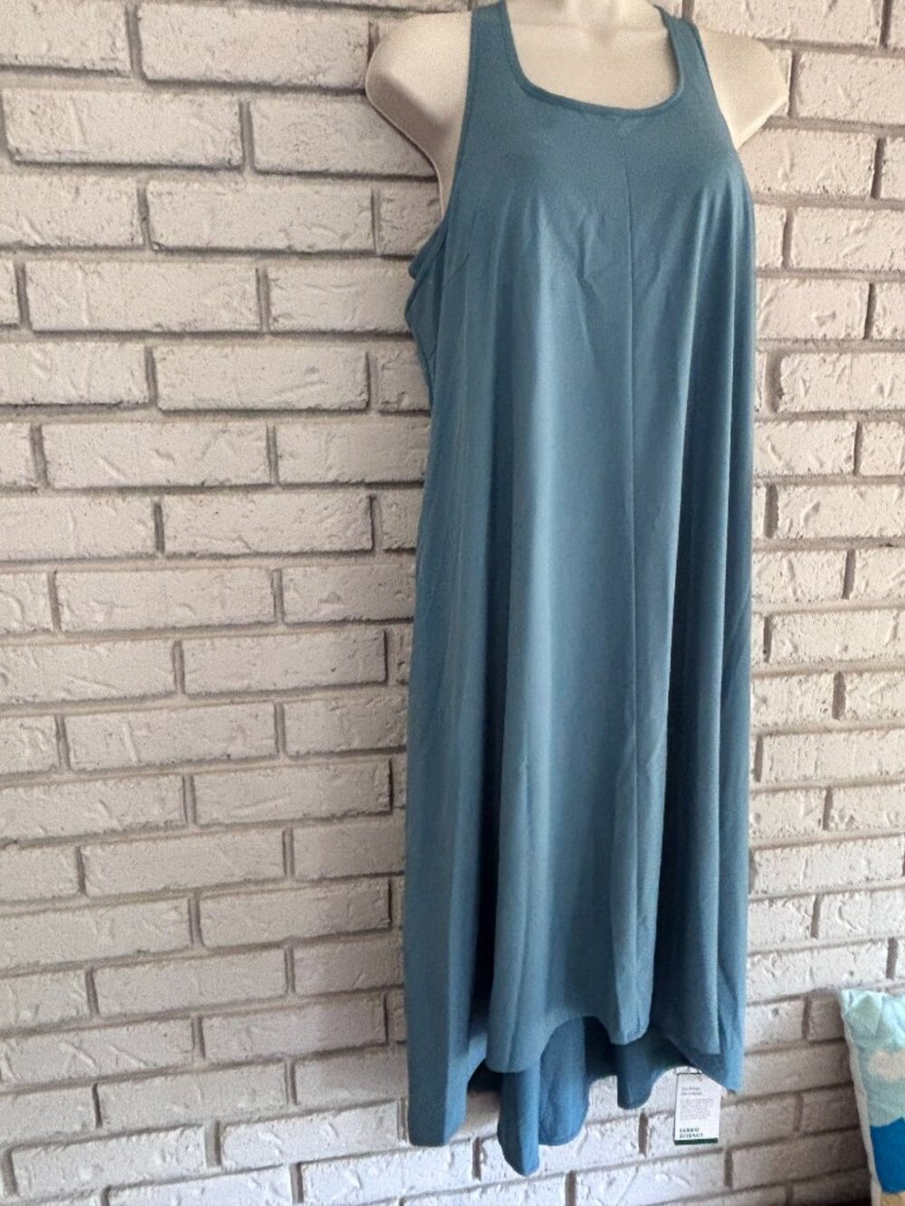NWT Halara Breezeful Racerpocket High Low Flowy Midi Dress Teal Blue Medium